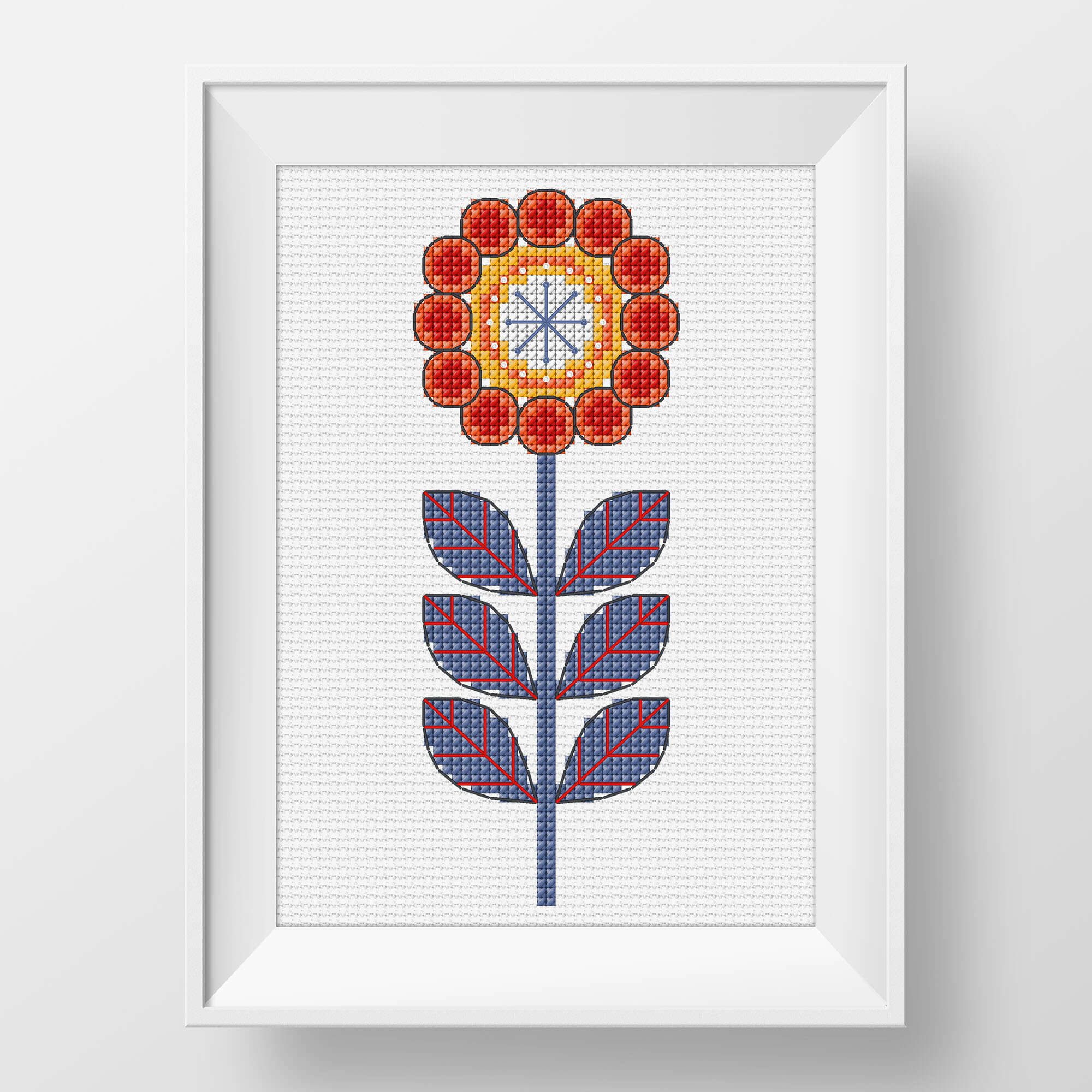 Free Beginner Anchor Red Scandinavian Flower Cross Stitch Design Embroidery  Pattern | Yarnspirations