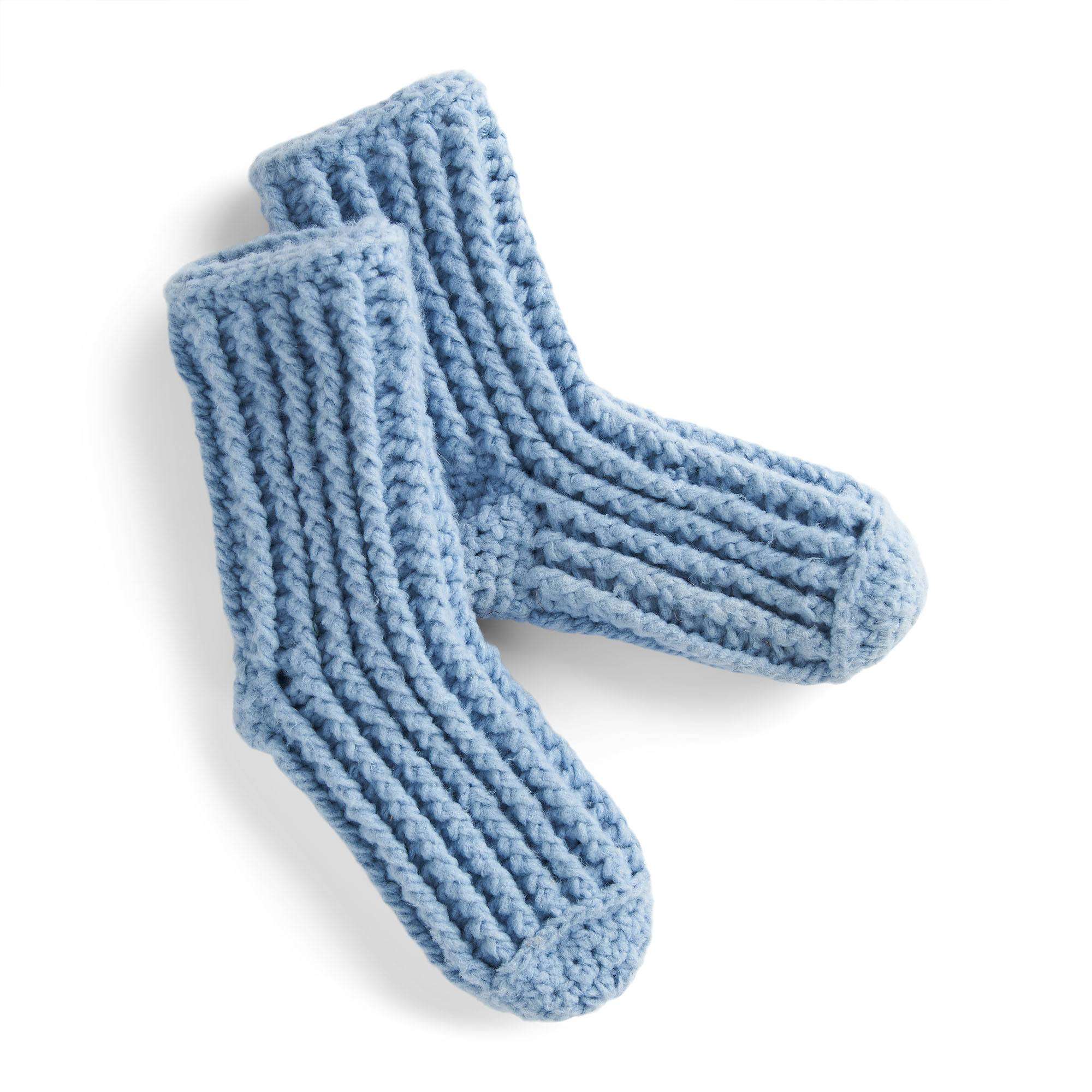 Bernat Cozy Crochet Ribbed Reading Socks | Yarnspirations