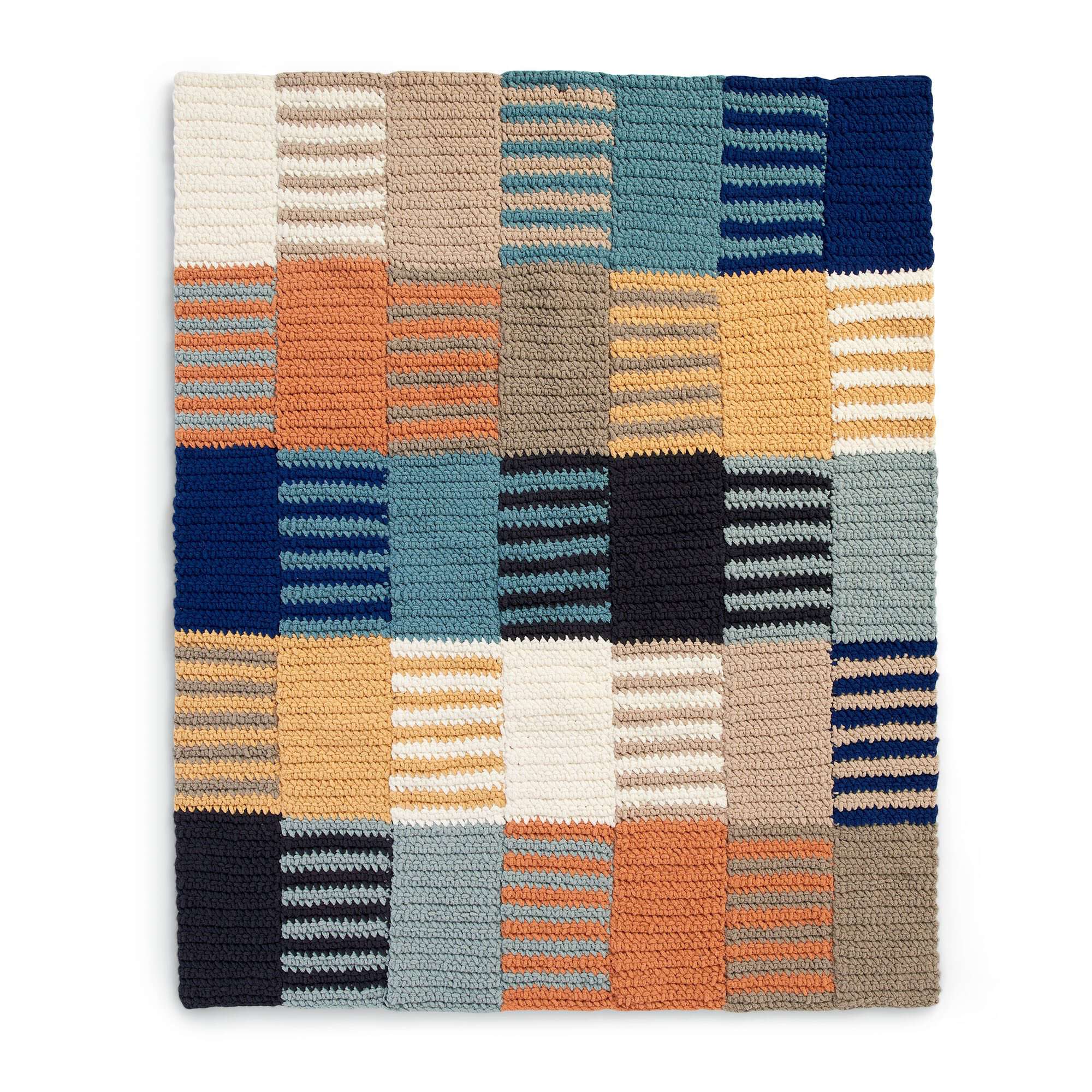 Bernat Interlocking Color Block Crochet Blanket | Yarnspirations