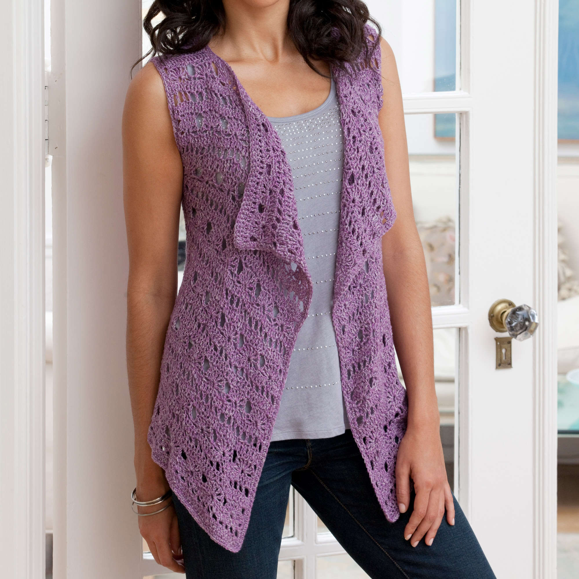 Free Red Heart Hairpin Lace Vest Pattern