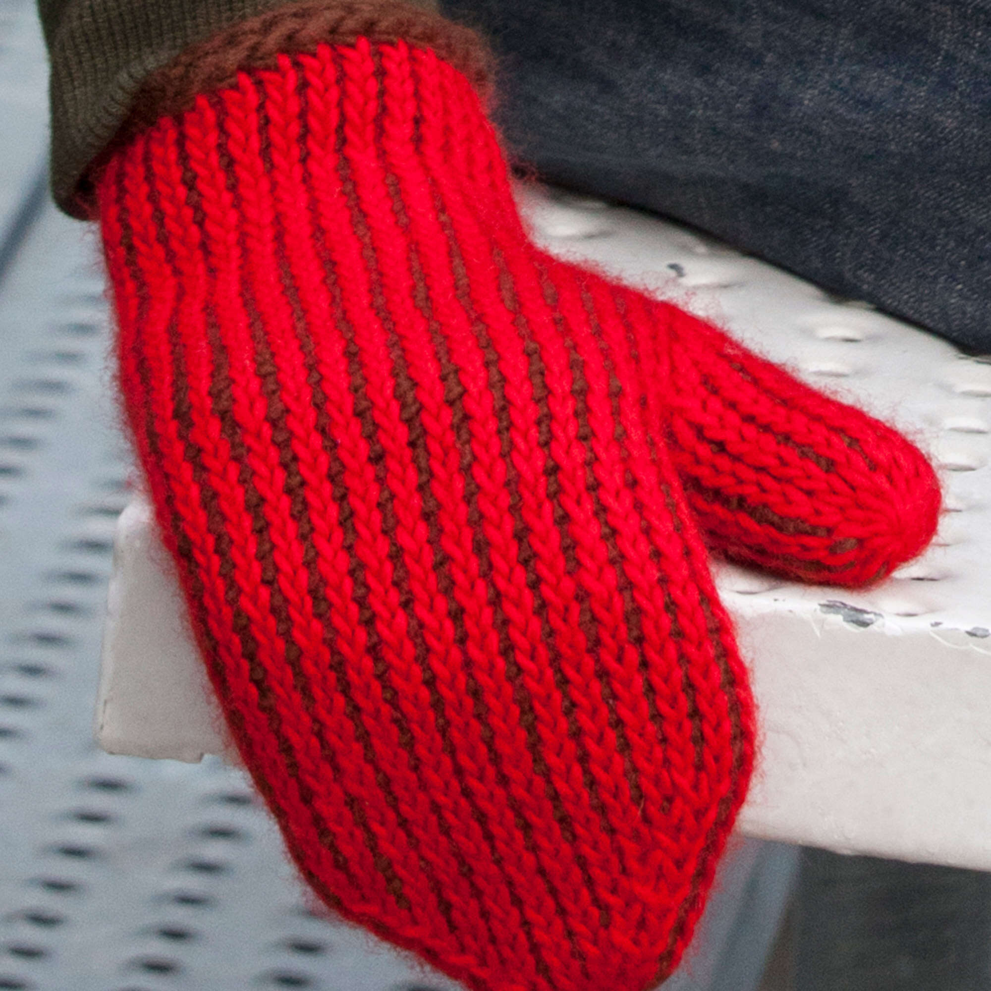 Red Heart Tunisian "In The Round" Mittens | Yarnspirations