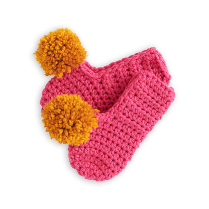 Bernat Beginner On Your Toes Crochet Slippers Hot Pink