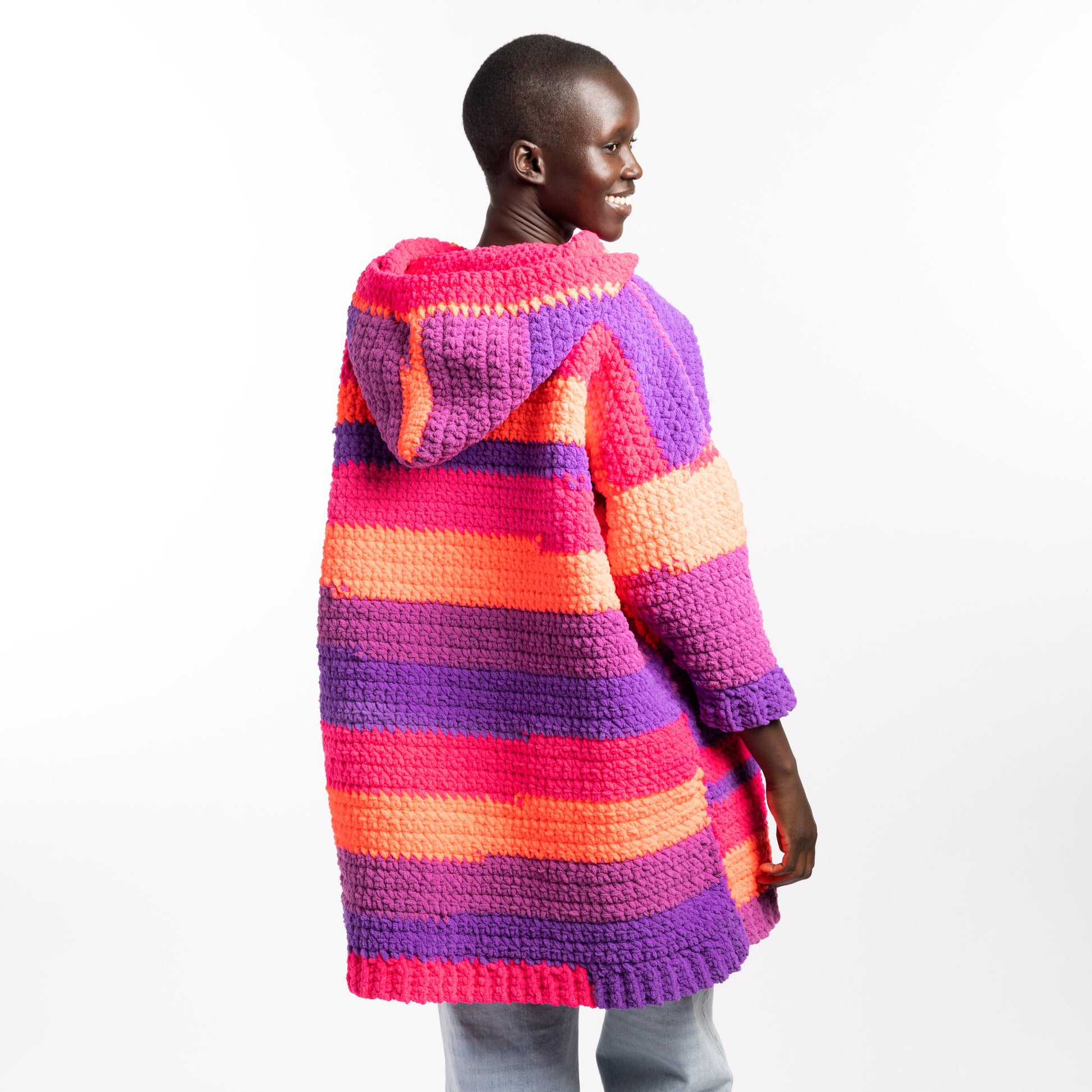 Free Bernat Supersized Stripy & Snug Crochet Hoodie Pattern