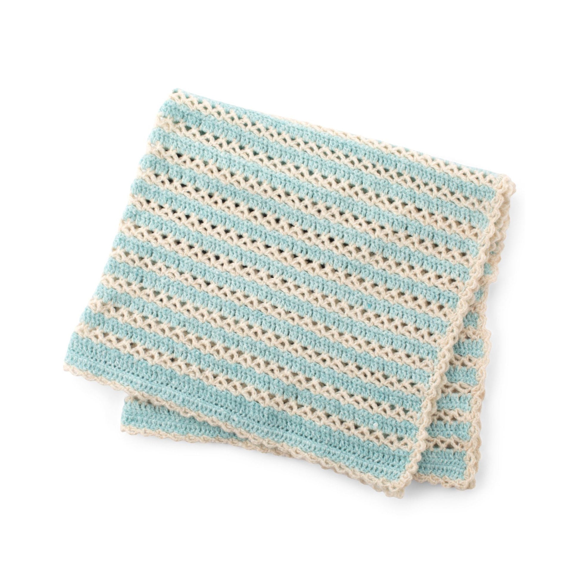 Free Bernat Eyelet Stripes Crochet Blanket Pattern
