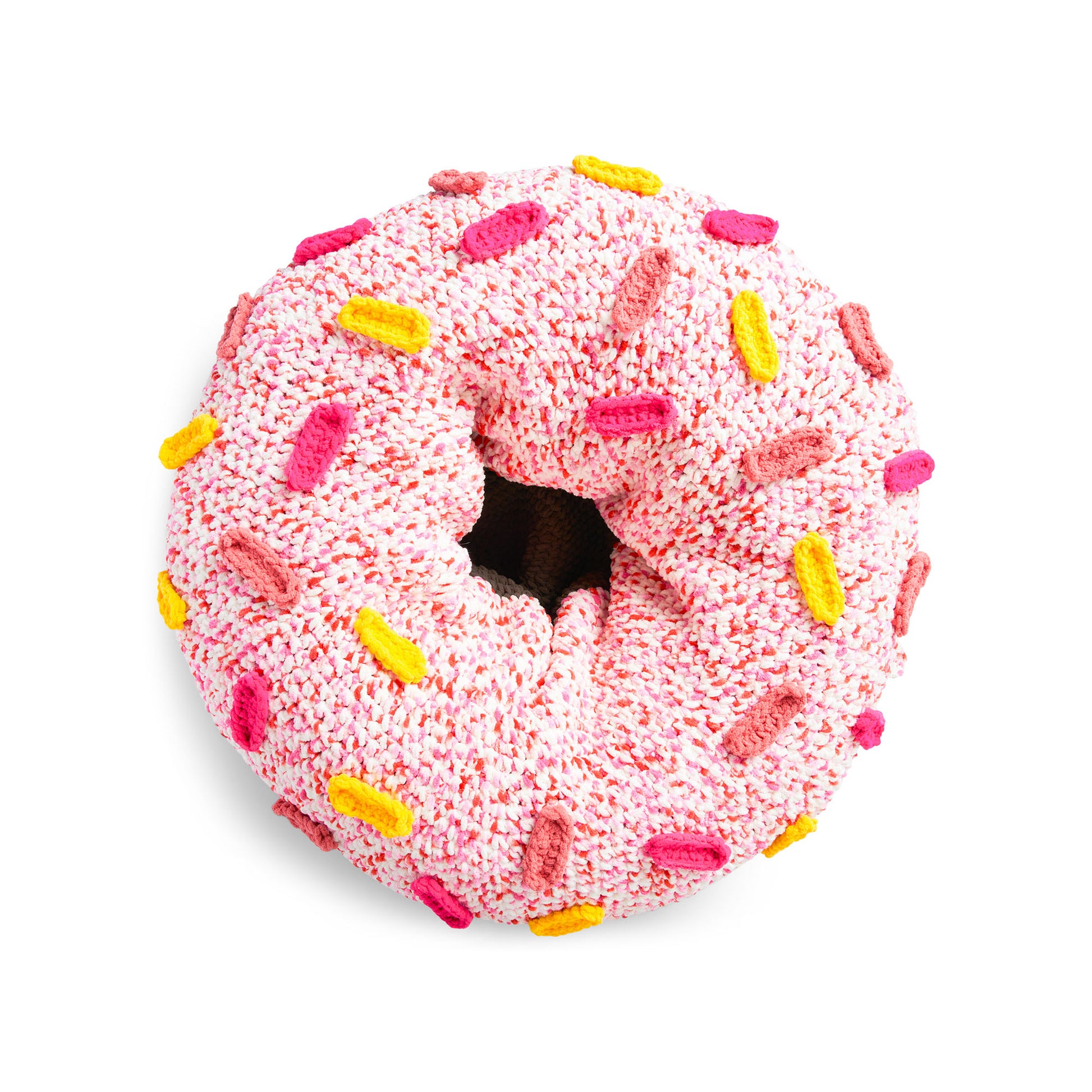 Free Bernat Crochet Donut Pouf Sprinkles & Bolster Pillows Pattern