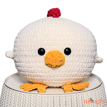Bernat Chicken Crochet Squish Crochet Toy made in Bernat Blanket Yarn