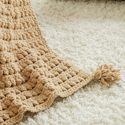 Bernat Bead Stitch Stripes Crochet Blanket Almond