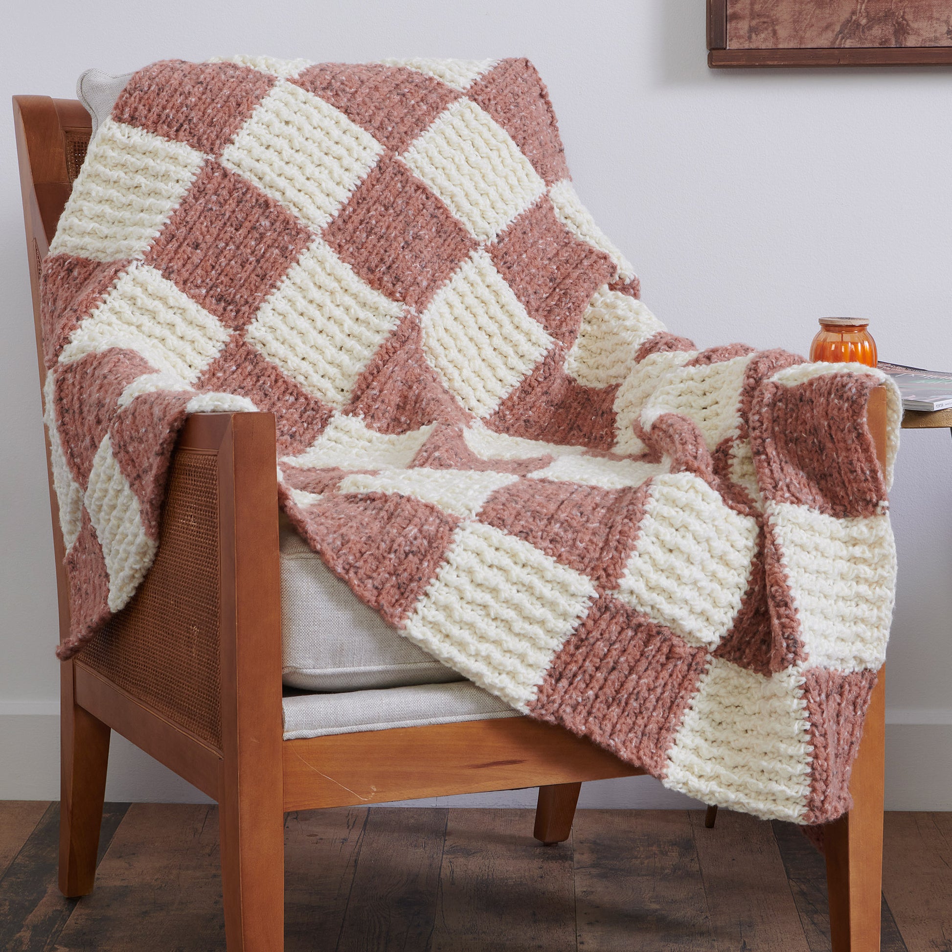 Free Bernat Ribbed Checks Crochet Blanket Pattern