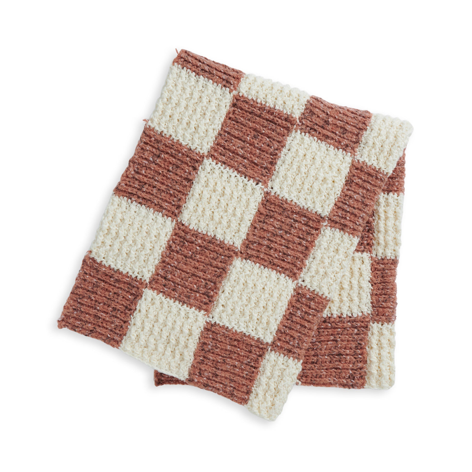 Free Bernat Ribbed Checks Crochet Blanket Pattern