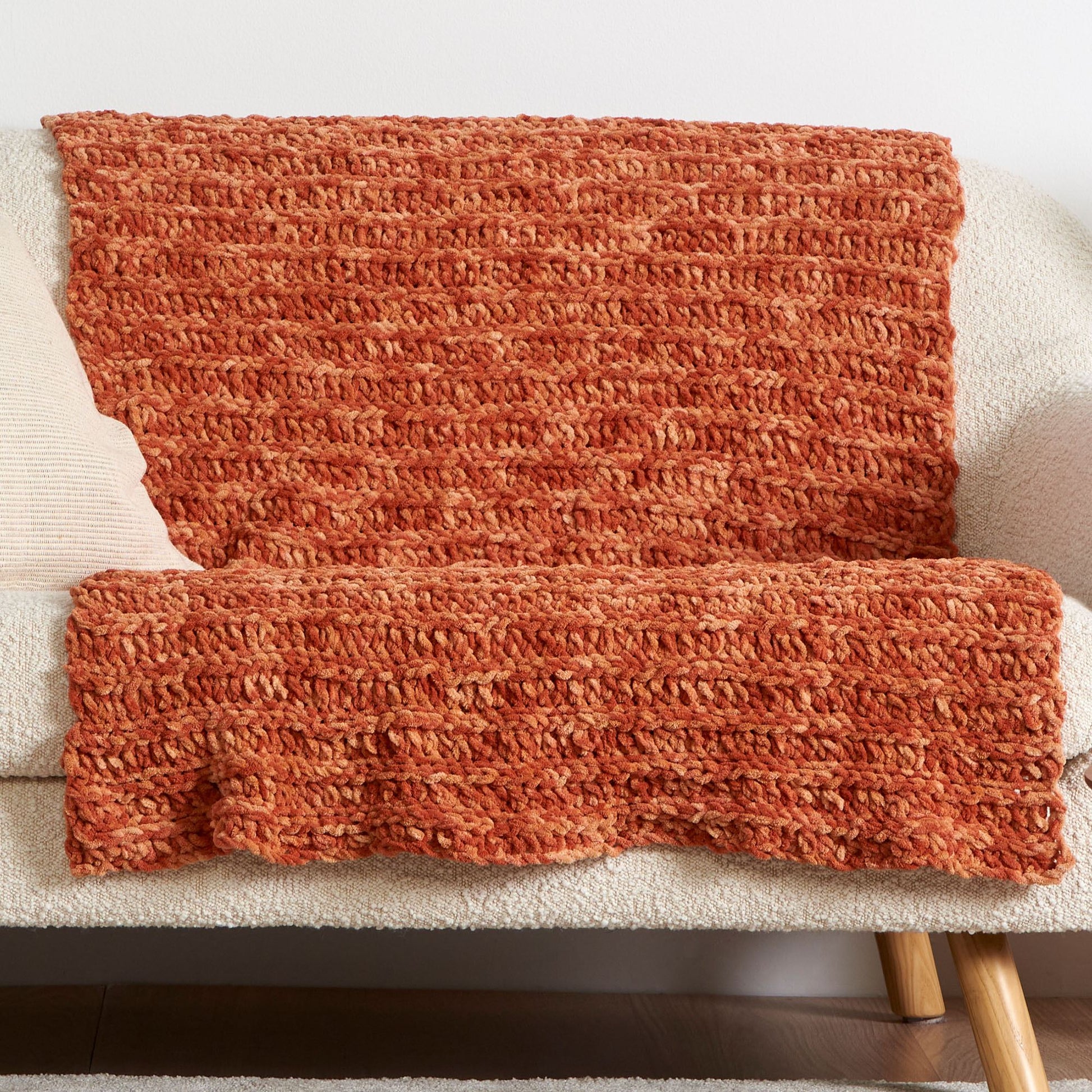 Free Bernat Mist-ical Crochet Ridges Throw Pattern