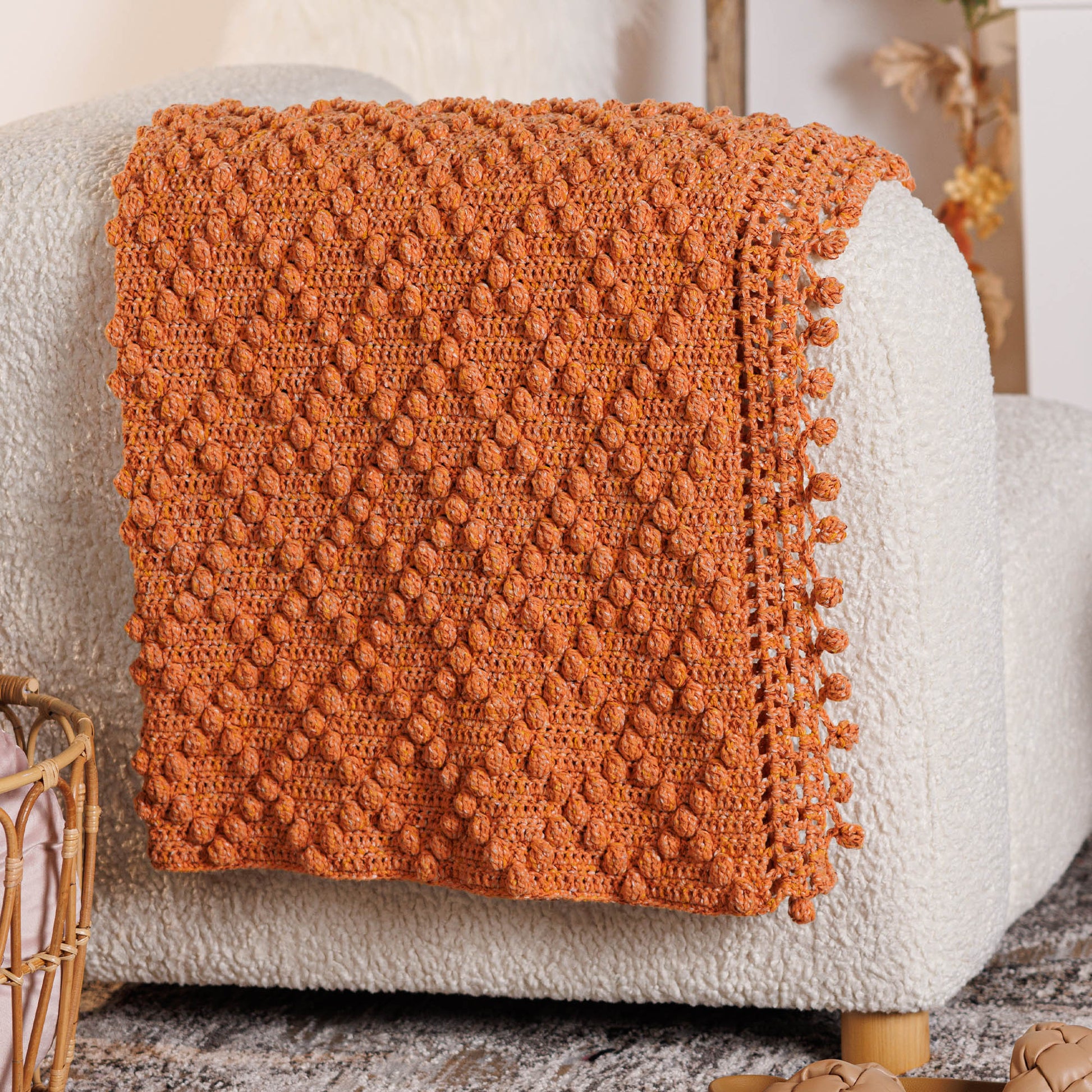 Free Bernat Textured Diamond Crochet Throw Pattern