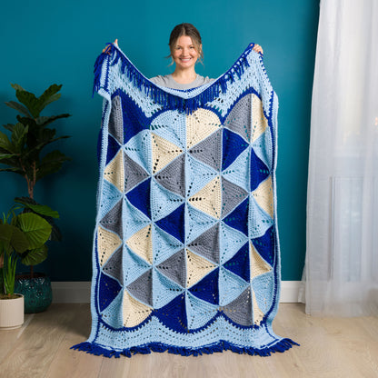 Bernat Tessellated Triangles Crochet Throw Ocean