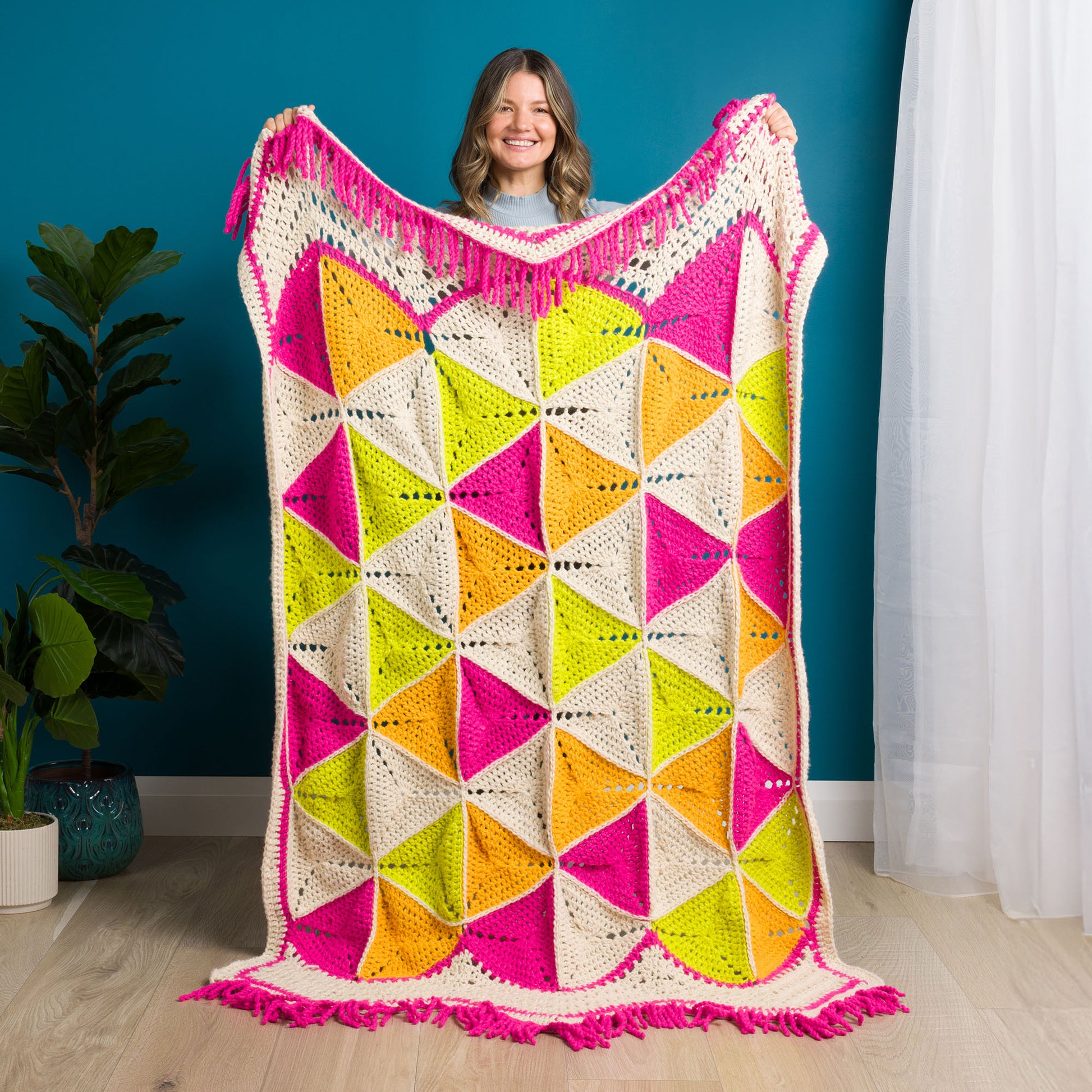 Free Bernat Tessellated Triangles Crochet Throw Pattern