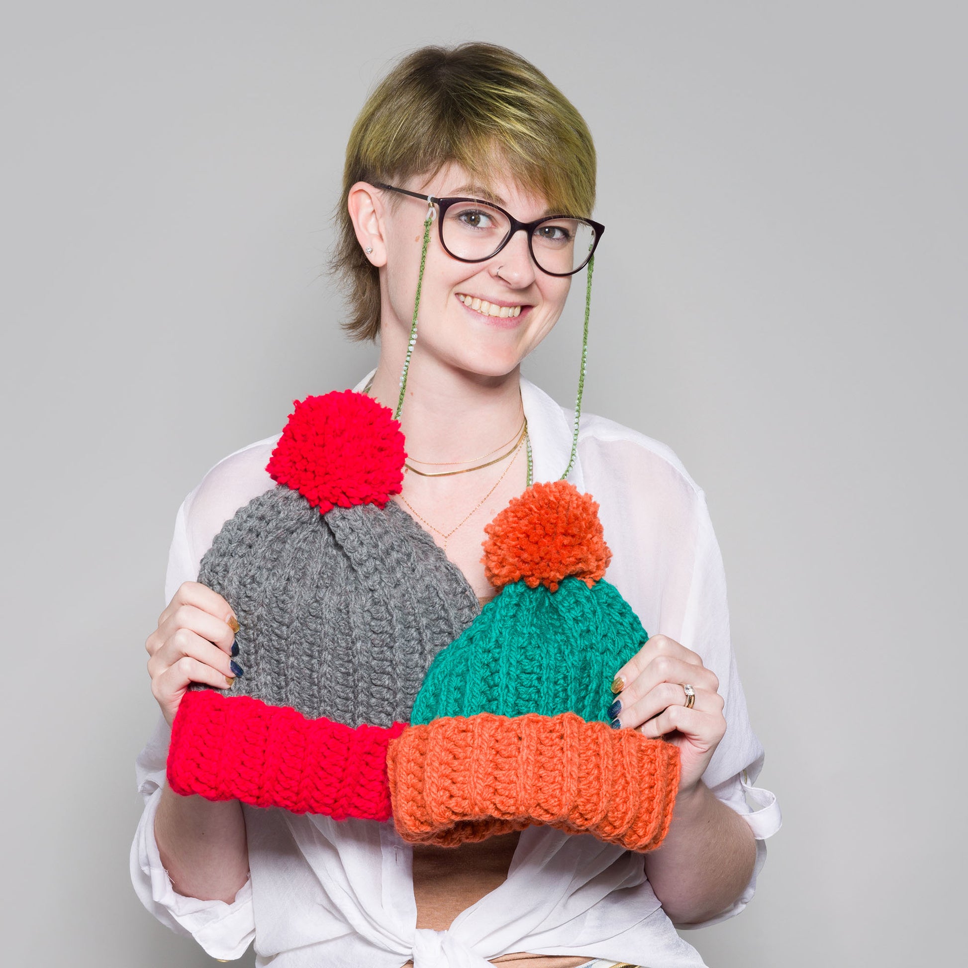 Bernat Color Block Family Crochet Hats