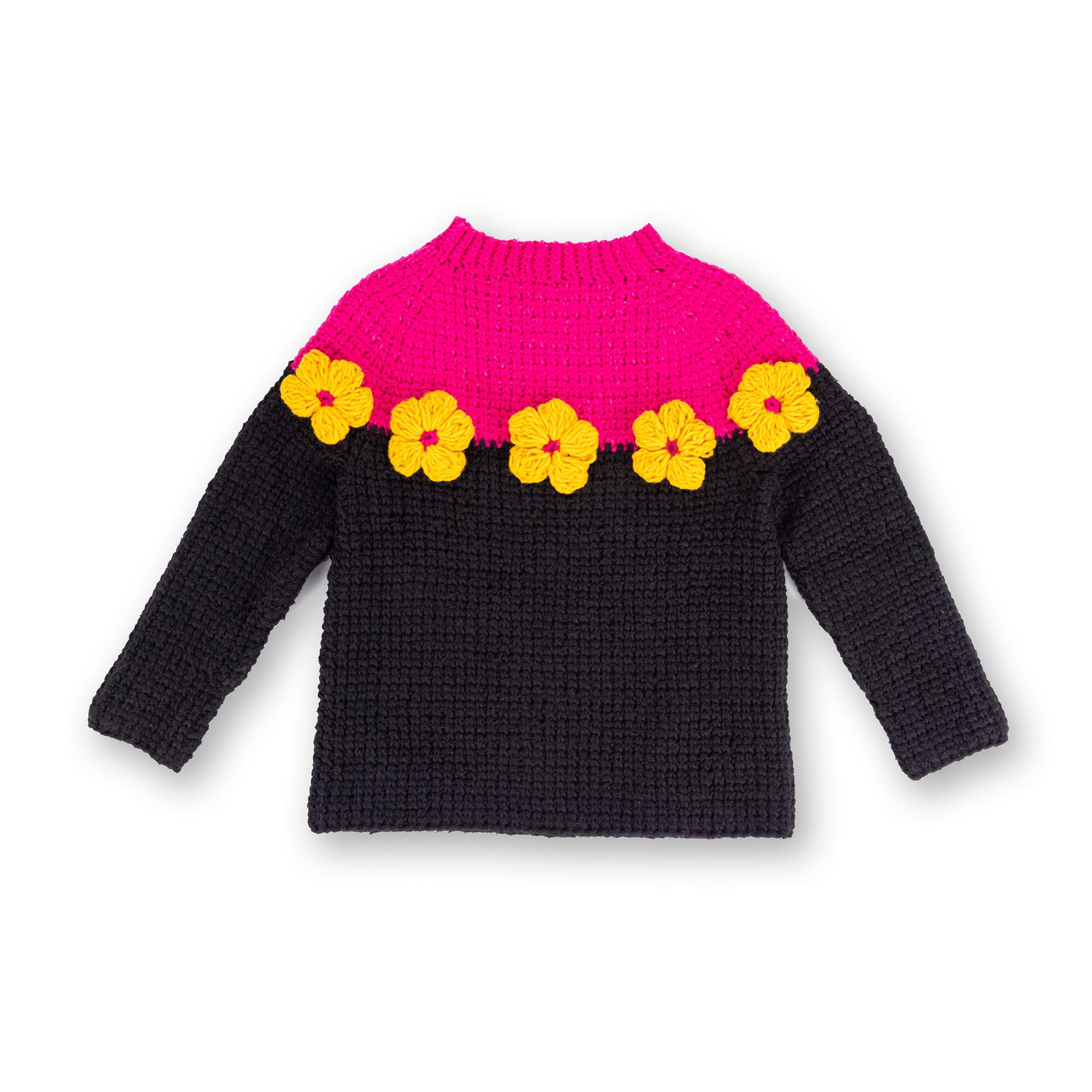 Free Bernat Crochet Daisy Ring Sweater Pattern