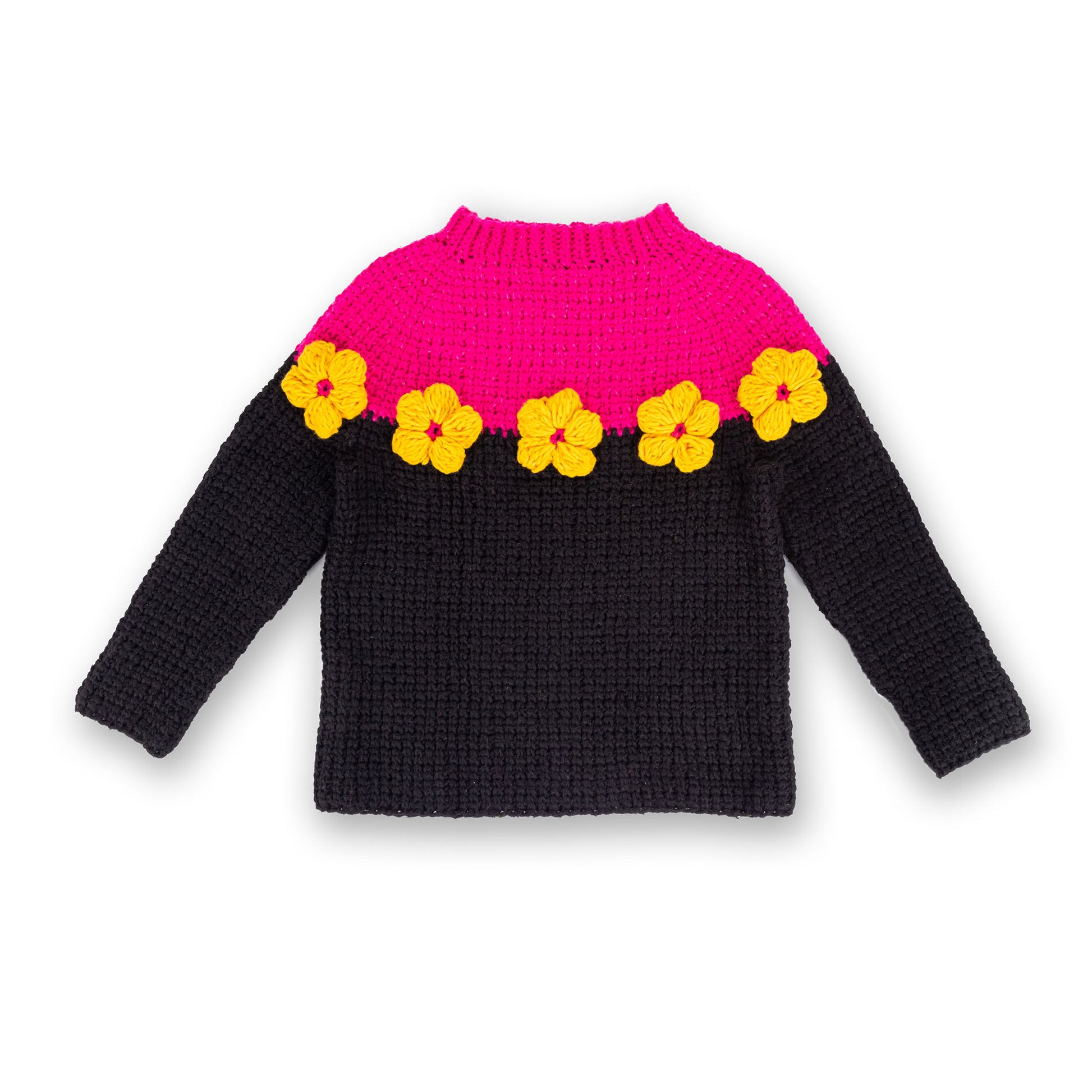 Free Bernat Crochet Daisy Ring Sweater Pattern