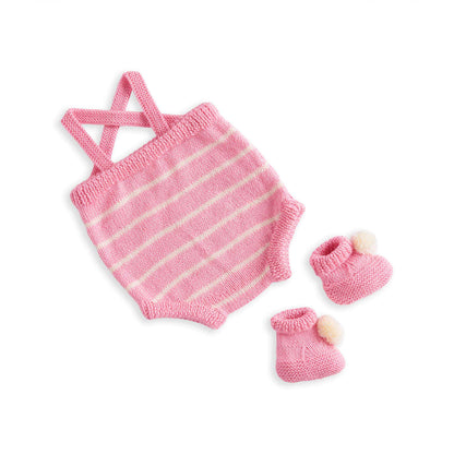 Bernat Knit Romper & Booties Set Knit Set made in Bernat Softee Baby Yarn