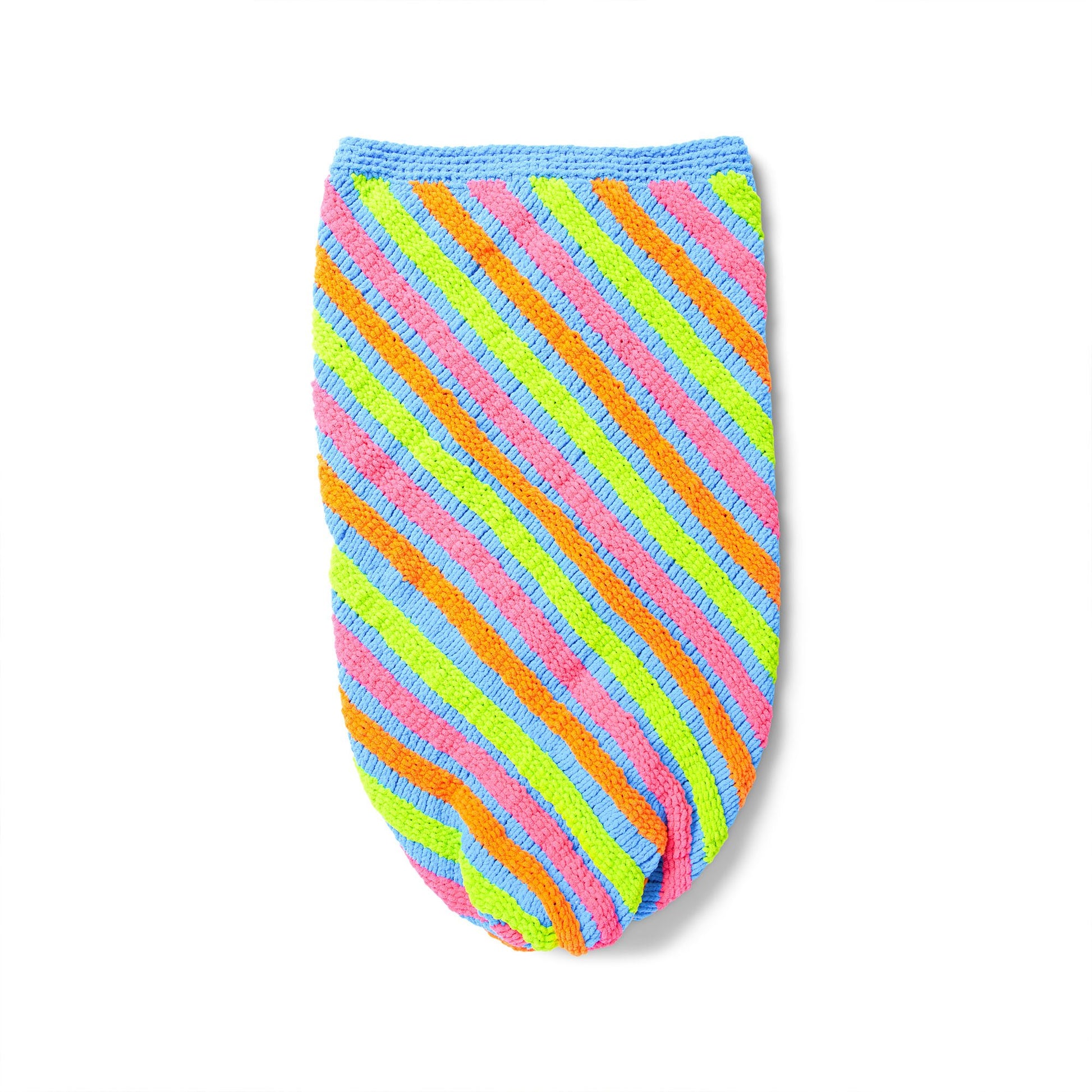 Free Bernat Rainbow Swirl Knit Snuggle Sack Pattern