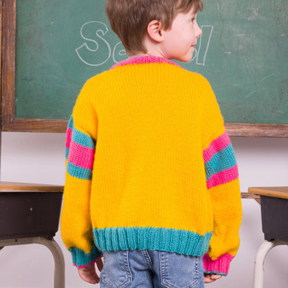 Bernat Bright Student Kids Knit Cardigan Bernat Bright Student Kids Knit Cardigan