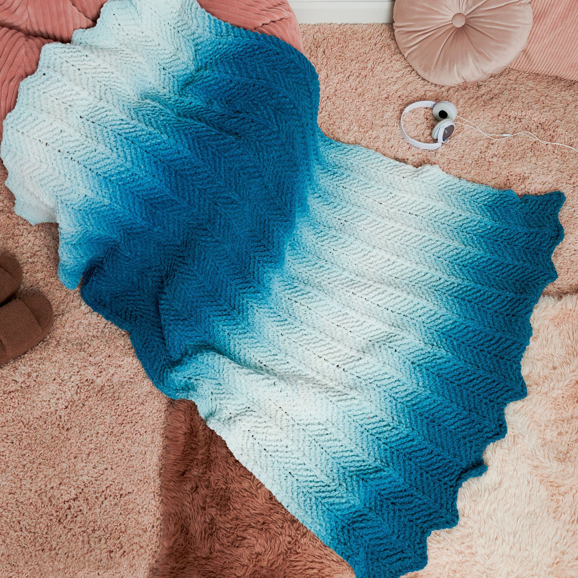 Bernat Knit Ripple Blanket For Home