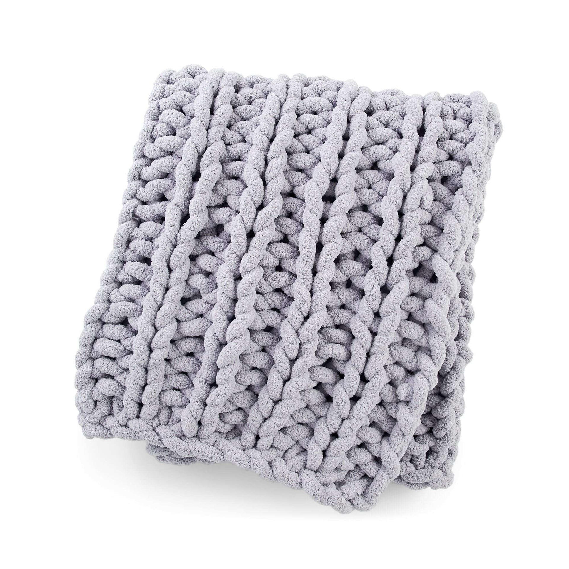 Bernat Plush Big Cozy Rib Table Knit Blanket Pattern