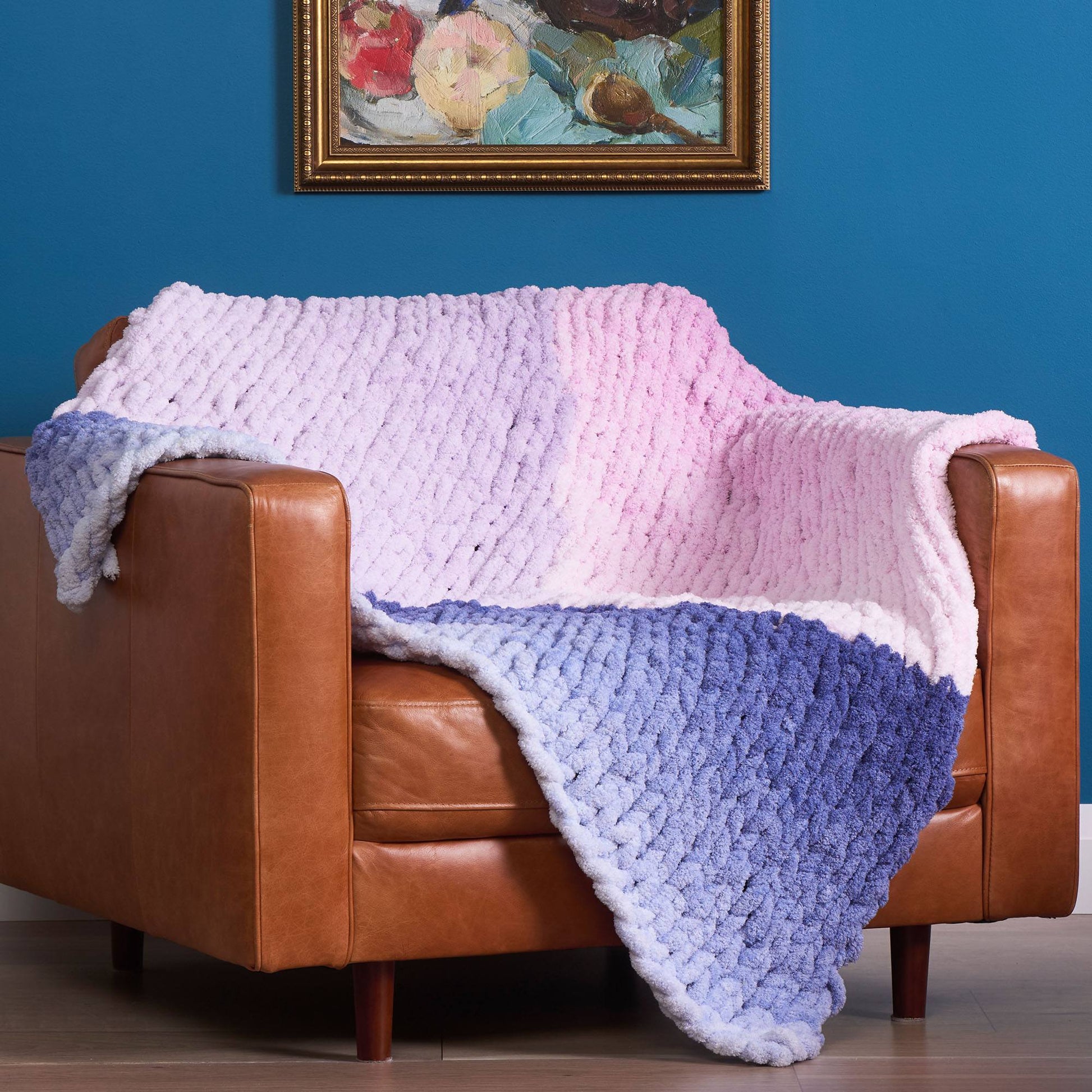 Free Bernat Phasing Spaces Knit Blanket Pattern