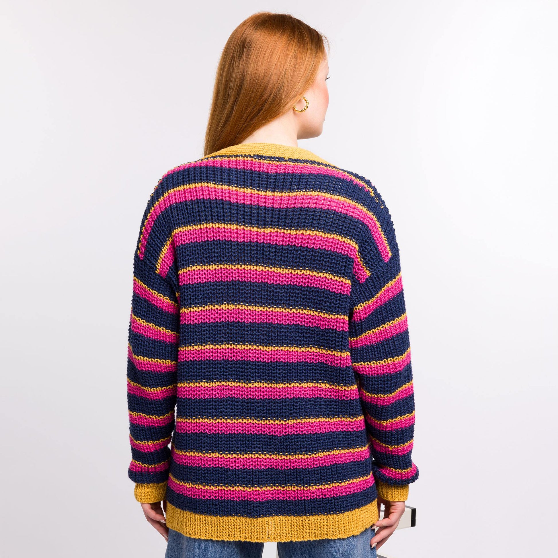 Free Bernat Knit Stripy V-Neck Cardigan Pattern