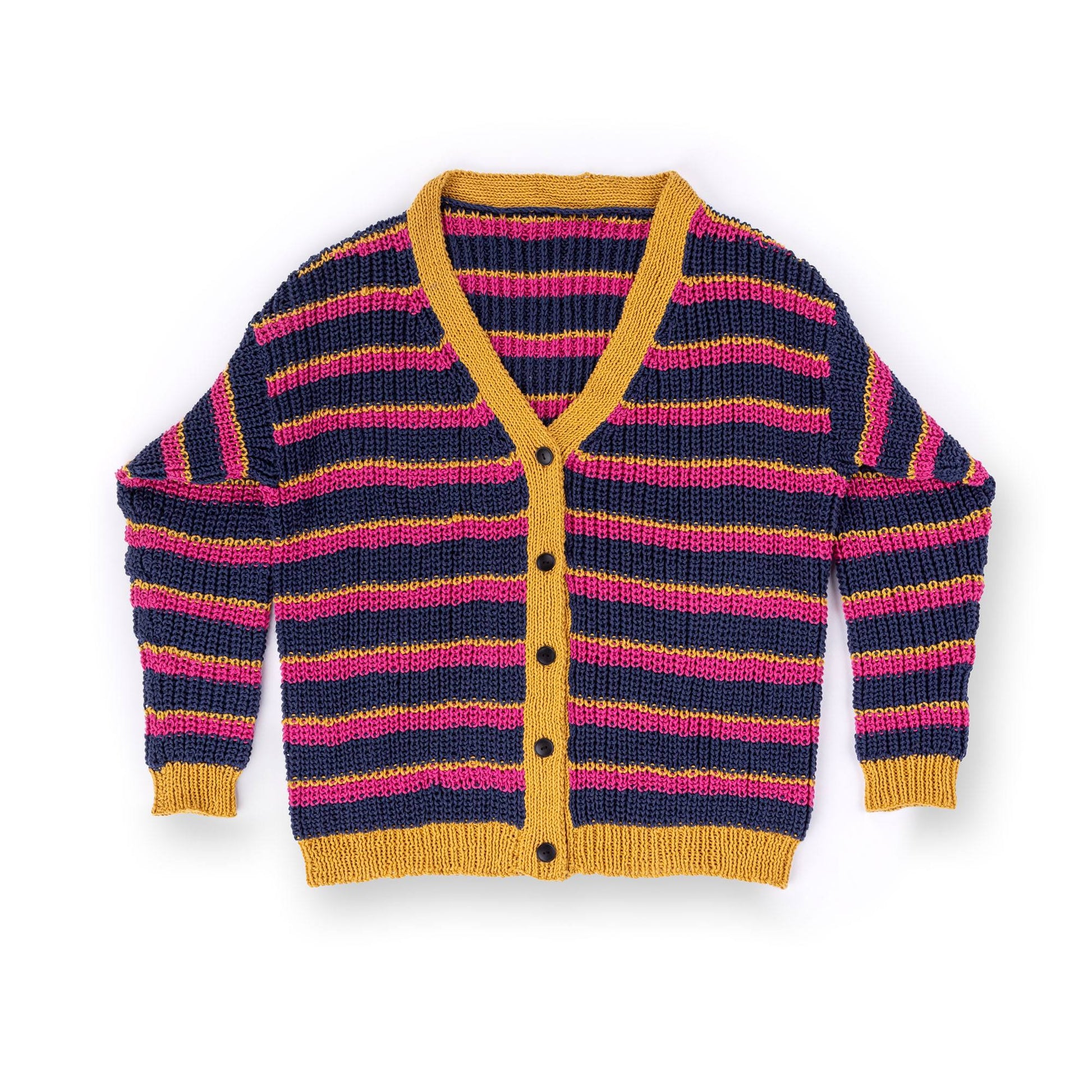 Free Bernat Knit Stripy V-Neck Cardigan Pattern