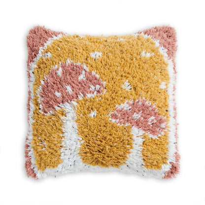 Bernat Craft Mushroom Latch Pillow Craft Pillow made in Bernat Forever Fleece Tweeds Yarn