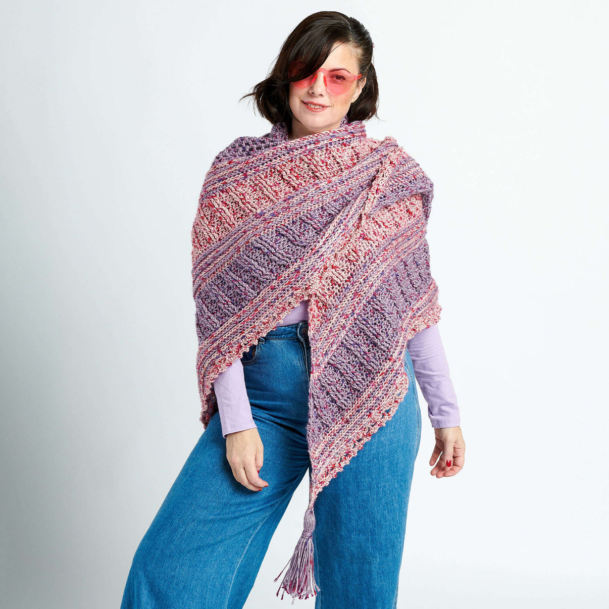 Free Caron Textured Triangular Shawl Crochet Pattern | Yarnspirations