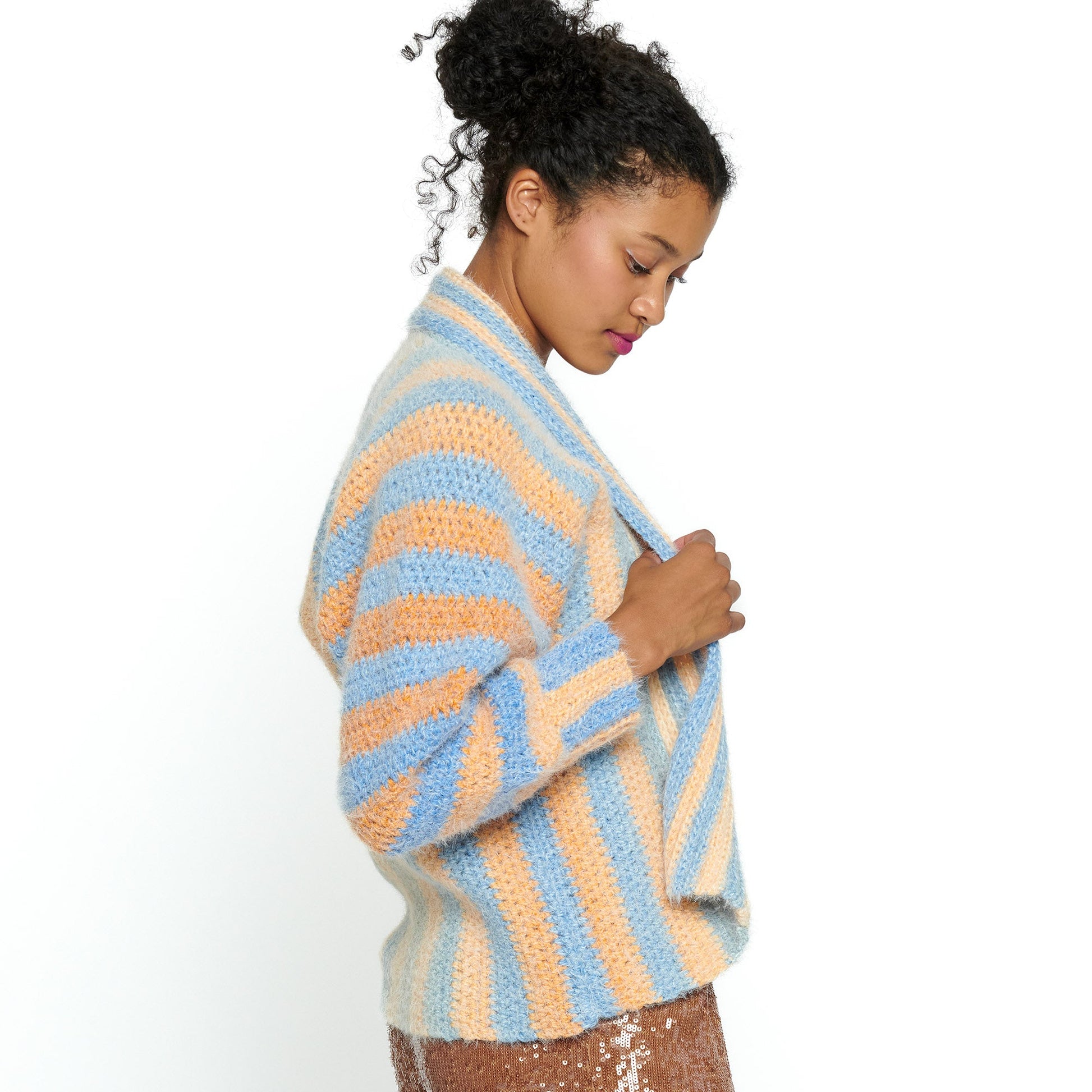 Caron Vertical Stripes Crochet Cardigan Pattern Pattern | Yarnspirations
