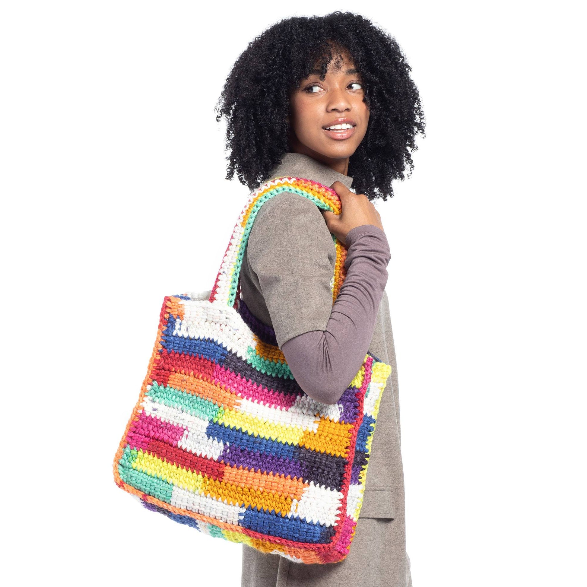 Free Caron Crochet Big Scrappy Tote Pattern