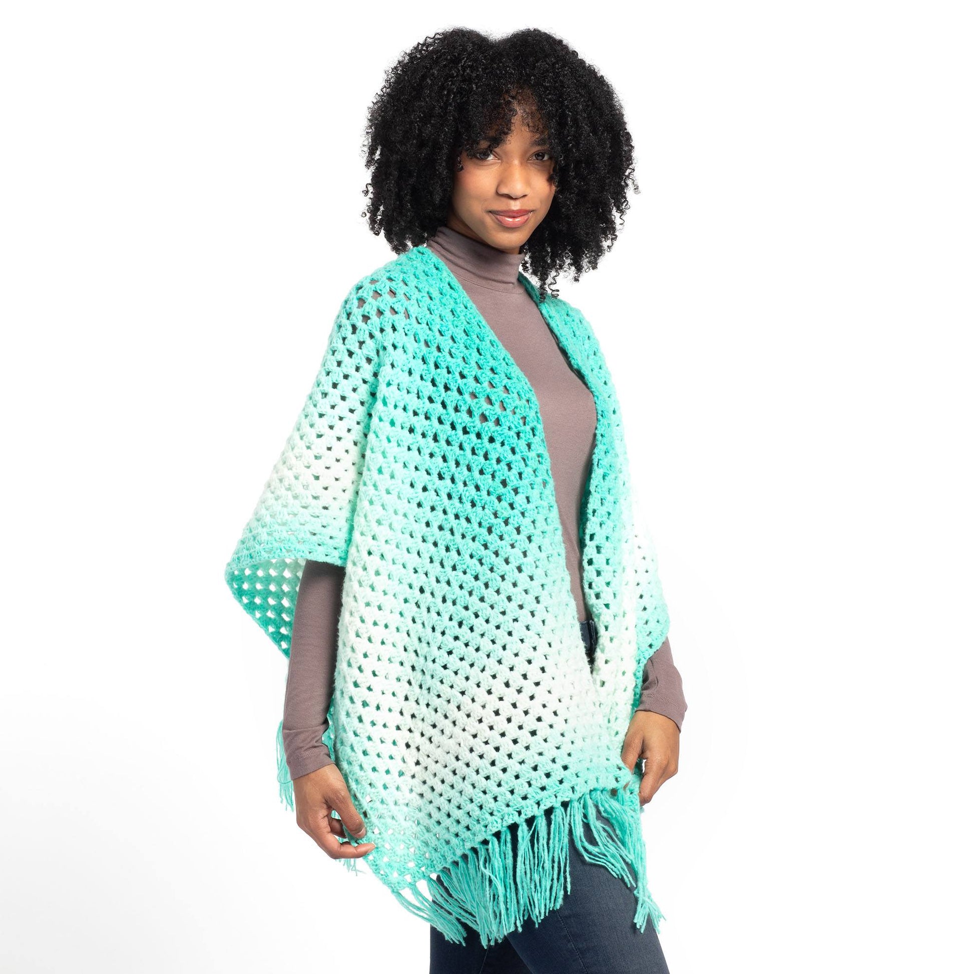 Free Caron Crochet Ethereal Gradient Ruana Pattern