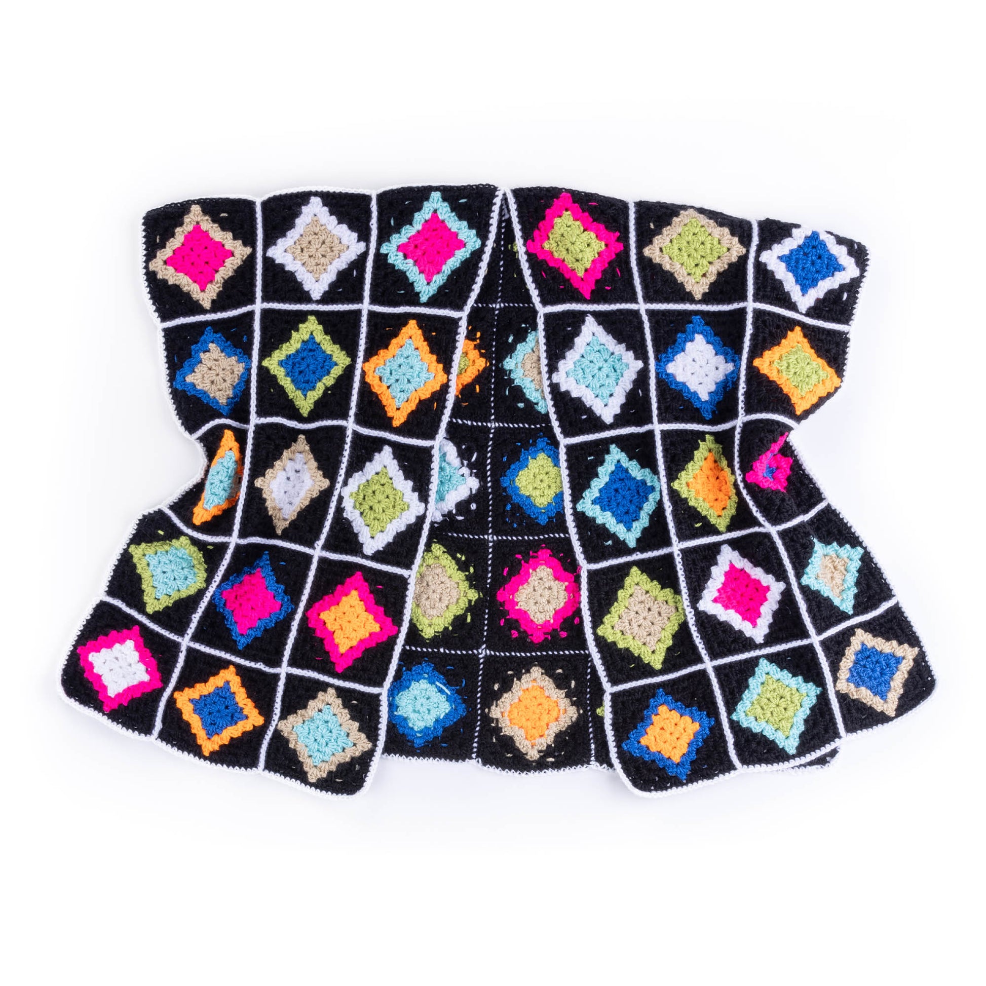 Free Caron Crochet Diamond Tile Motifs Ruana Pattern