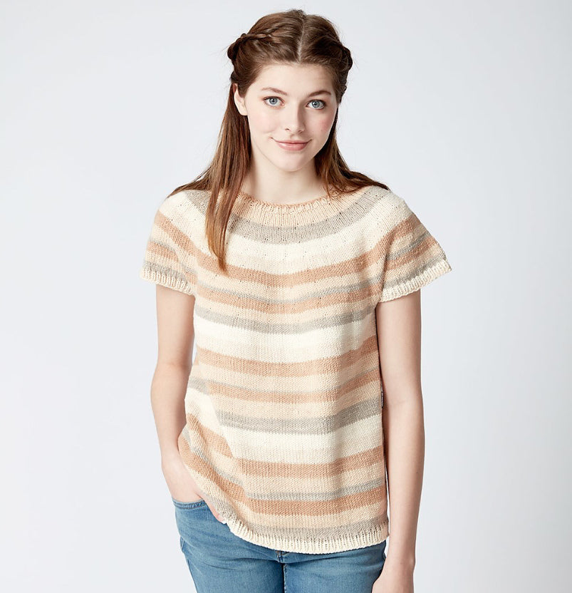 Free Caron Top Down Knit Pullover Top Pattern