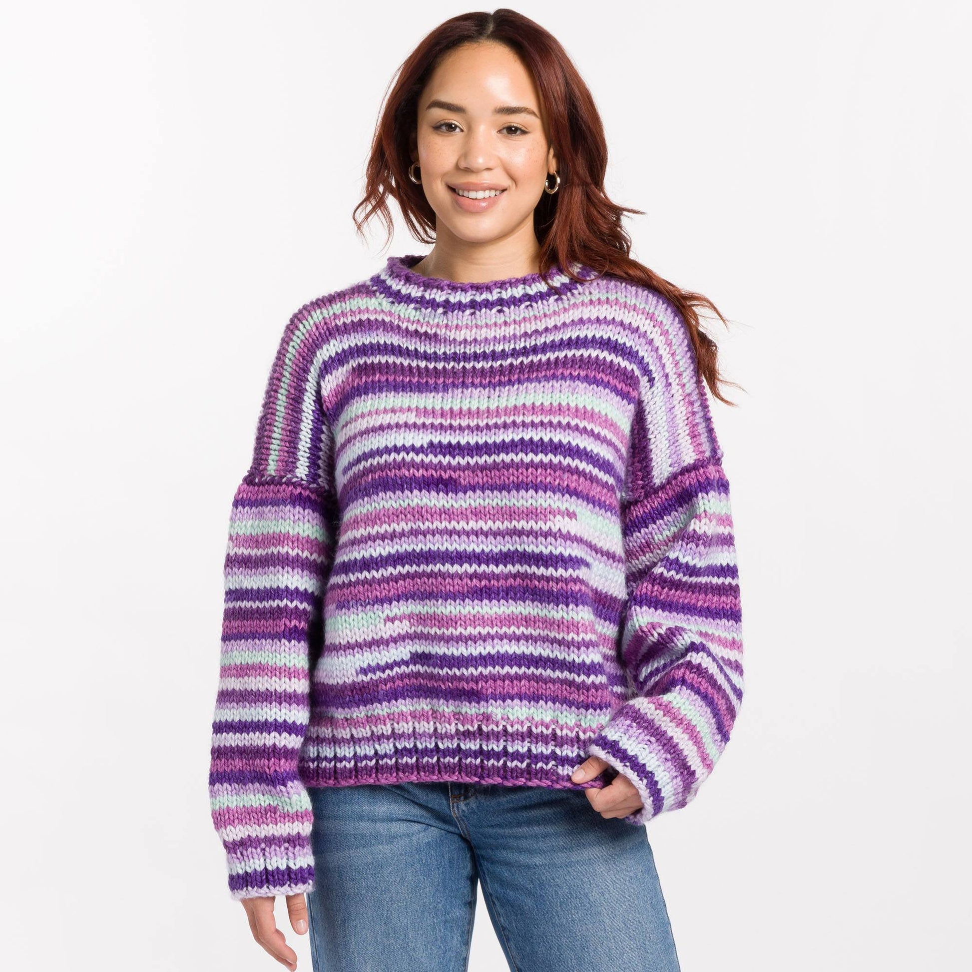 Free Caron Beginner's Luck Knit Sweater Pattern