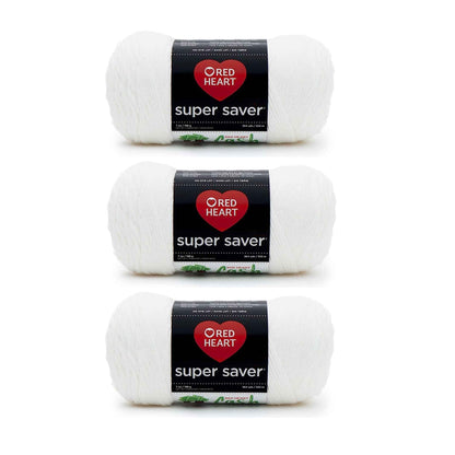 Red Heart Super Saver Yarn (3 Pack) White (B09W1J7FWG)