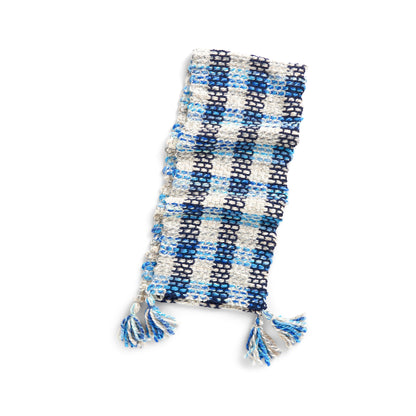 Bernat Gingham Weaving Scarf Pattern Blue Tartan