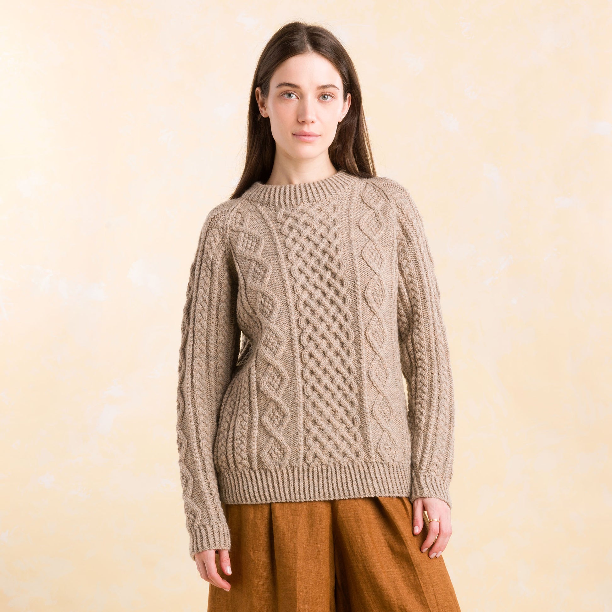 Free Patons Knit Honeycomb Aran Sweater Pattern