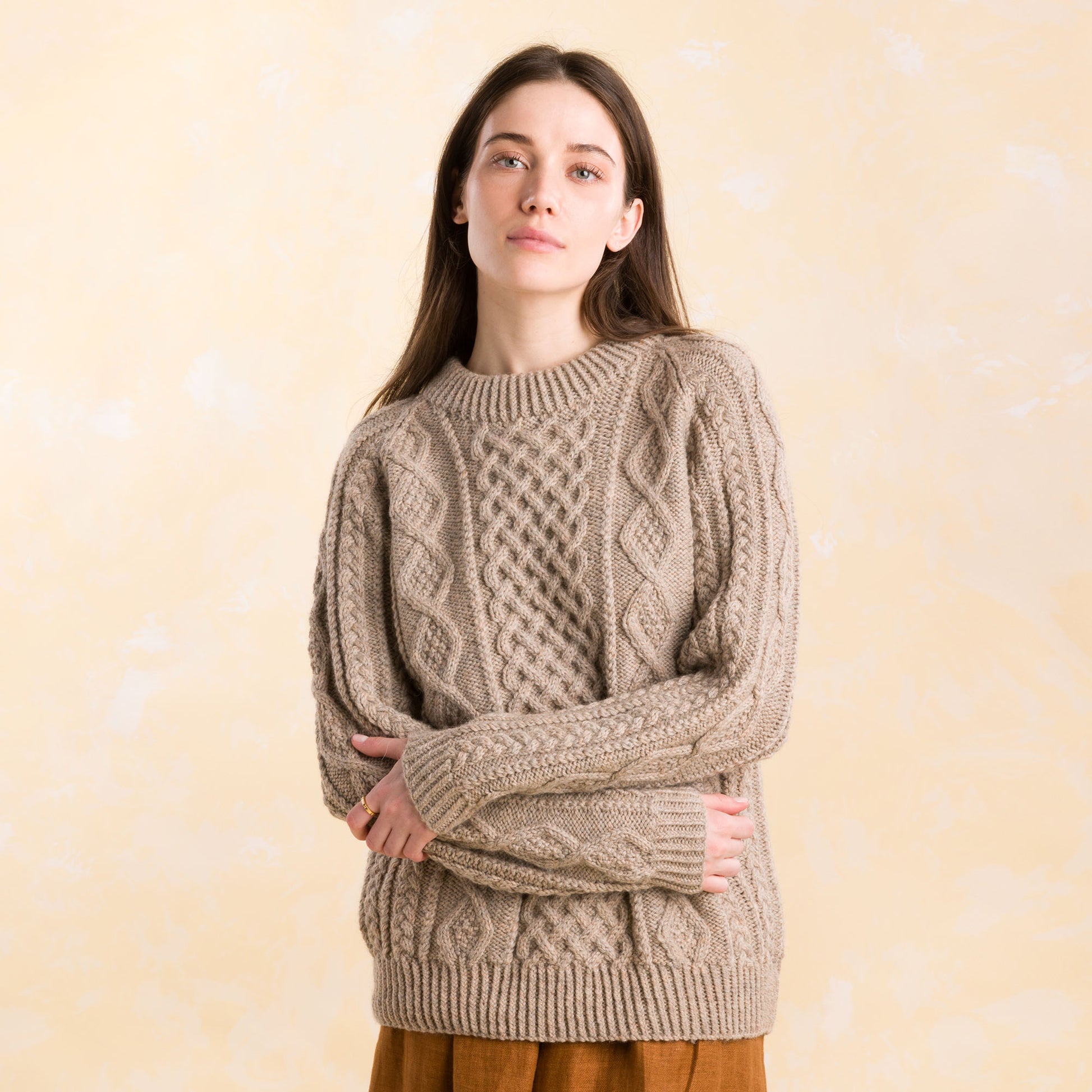 Free Patons Knit Honeycomb Aran Sweater Pattern