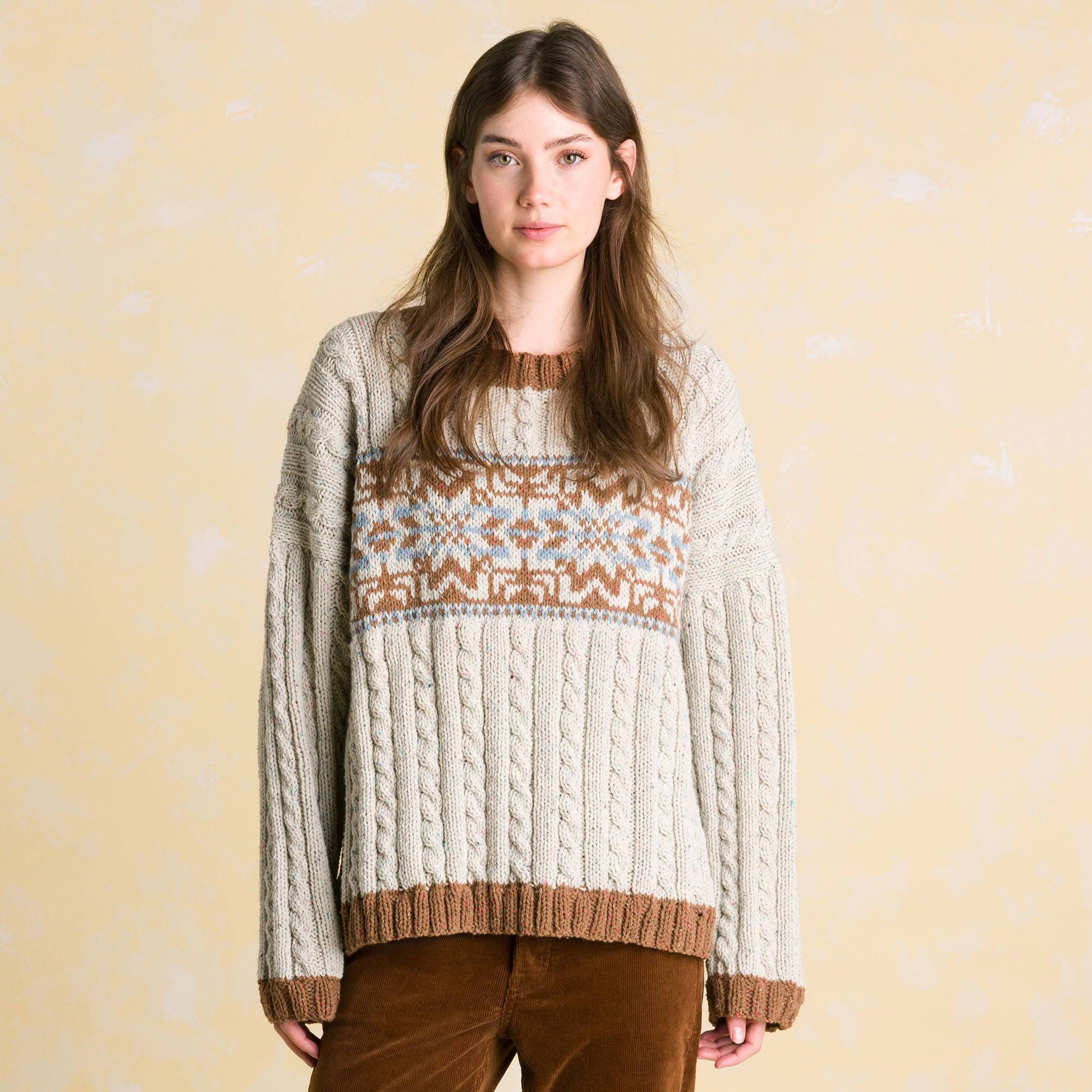 Free Patons Nordic Cabled Knit Pullover Pattern