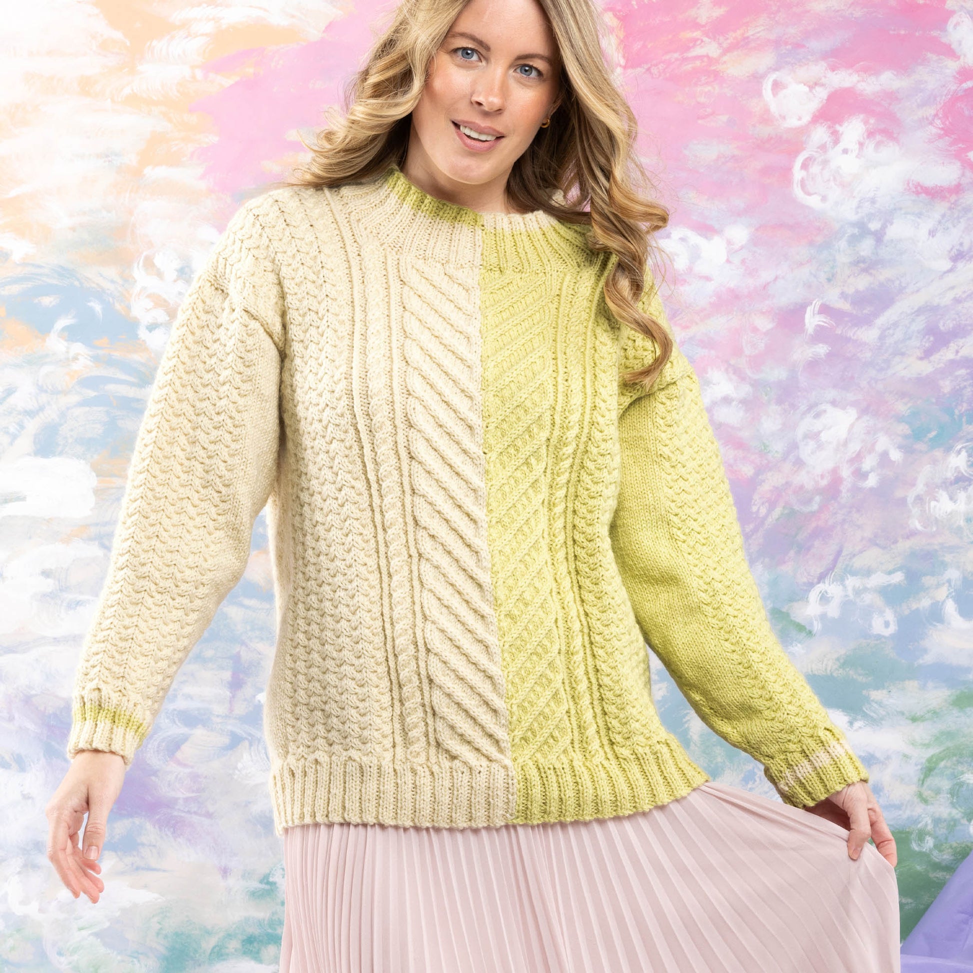 Free Patons Knit Split Cable Sweater Pattern