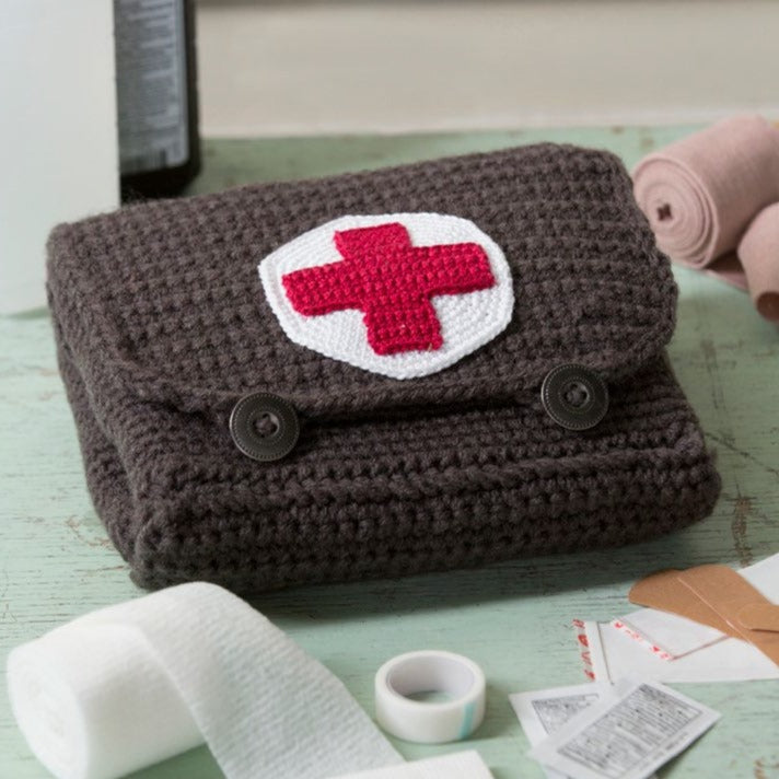 Free Red Heart Cares Crochet First Aid Kit Pattern