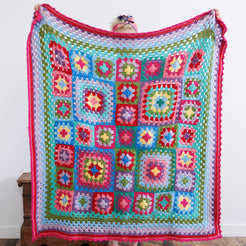 Free Easy Red Heart Bright Granny Crochet Throw Pattern | Yarnspirations
