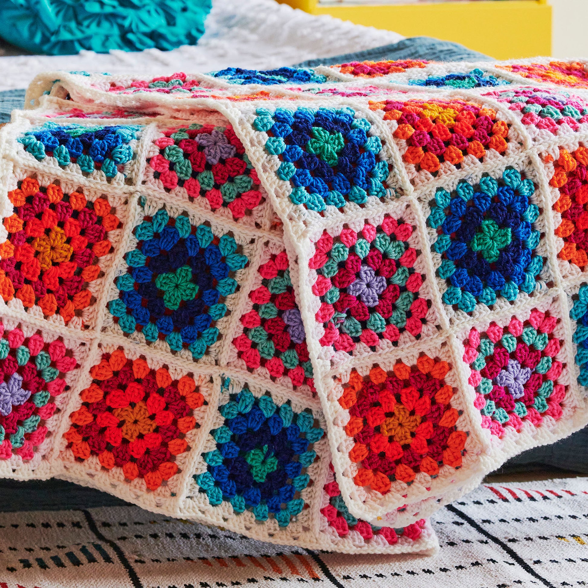 Red Heart Spectrum Dreams Crochet Granny Square Blanket | Yarnspirations