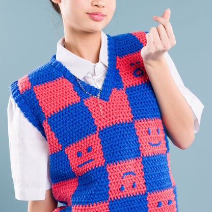 Red Heart Crochet Checkerboard Mood Sweater Vest Red Heart Crochet Checkerboard Mood Sweater Vest