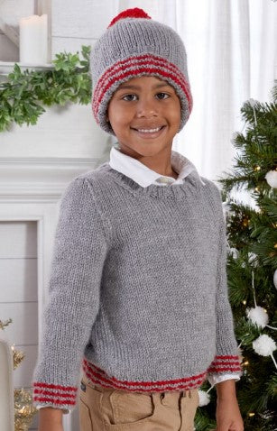 Free Red Heart Knit Holiday Classic Sweater And Hat Pattern