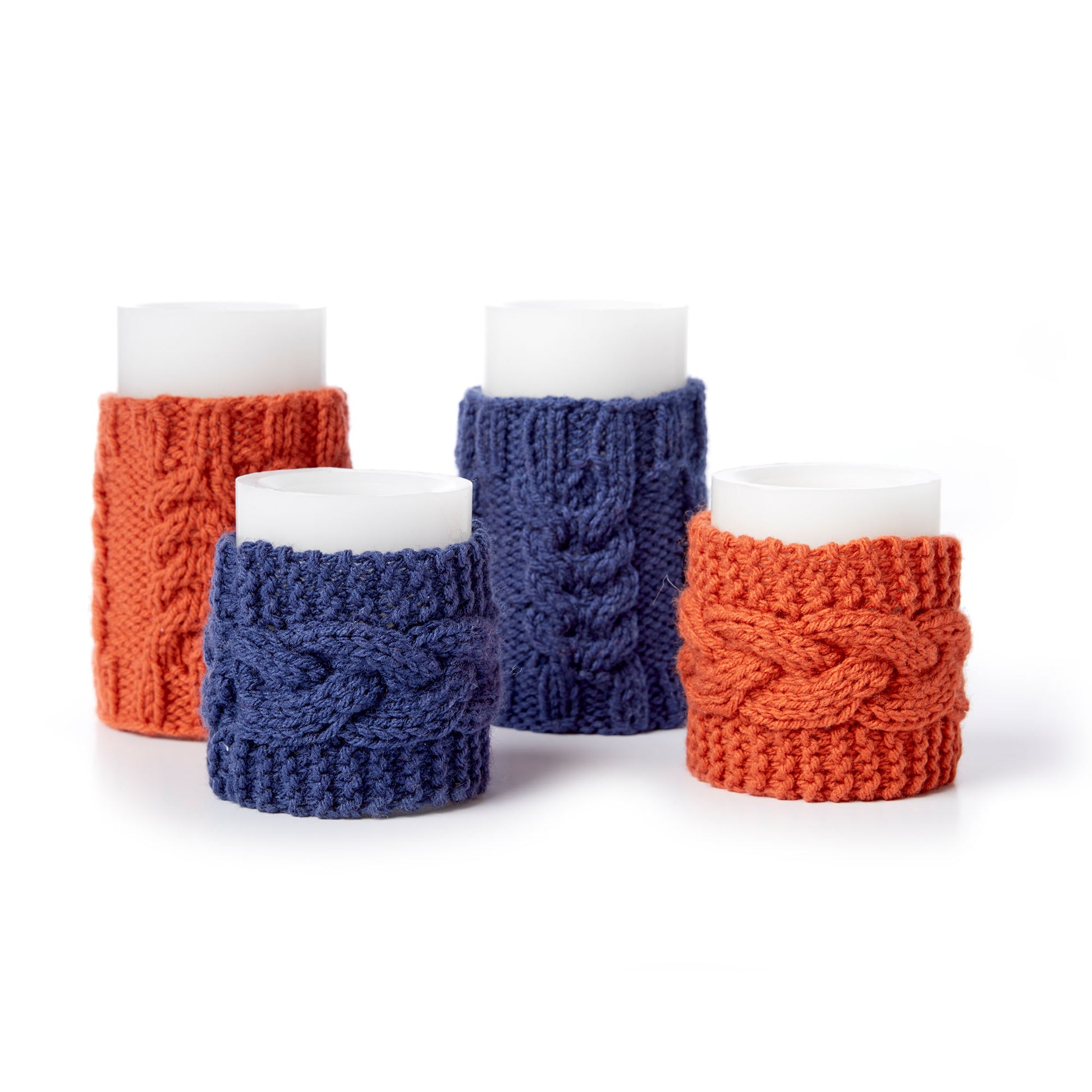 Free Red Heart Cable Knit Candle Cozies Pattern