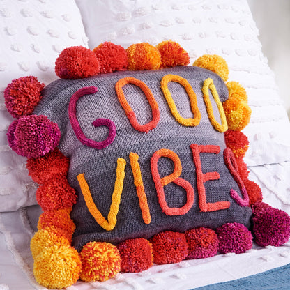 Red Heart Good Vibes Knit Pillow Knit Pillow made in Red Heart Yarn