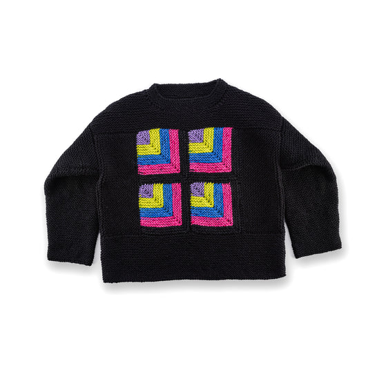 Red Heart Knit Mitered Squares Pullover